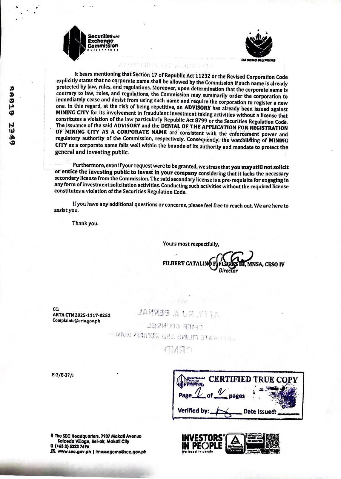 SEC EIPD Letter-Reply (CTC) — Page 2